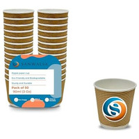Sanwalsa (90 Ml,Brown- Pack Of 50-Piece, Paper Disposable Ripple Cup Eco-Friendly, Safe & Hygienic For Juice,Coffee,Tea,Home,Office,Party & Wedding Events