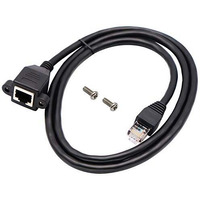 Fentico Rj45 Male To Female Extension Cable,Cat5 Cat5E Cat6 Cat6E Cat7 Network Ethernet Cable Shielded Ethernet Network Connector With Screw Panel Mount Extension Cable For Router,Modem(1M/3Ft),Black