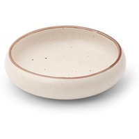 Claymistry Wide Ceramic Ivory With Brown Dots & Brown Edge Serving Bowl | 20Cm * 20Cm * 5Cm | Matte | Dishwasher & Microwave Safe | Salad, Fruit, Cereal, Dessert, Curd, Mixing Bowl | Premium Crockery