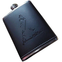 Wagela Stainless Steel And Stitched Leather Hip Flask 8 Oz (230 Ml) Alcoholic Beverage Holder(Model Assorted Whichever Available)