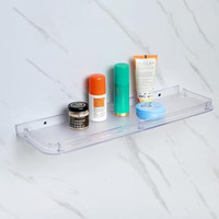 Lipka Abs Square Rack/Shelf Tray | Abs Plastic Unbreakable Wall Mounted Square Shelf | Organizer/Storage Rack/Shelf Tray For Kitchen And Bathroom | Pack Of 1 - Transparent