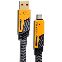 True Desire 4 In 1 Metal Alloy Ports Fast Charging & Data Transfer 65W Cable|Super Durable Texture Braided|Supporting Thunderbolt Port,Type C Lightning,Type A Phone & Laptop, Yellow & Black