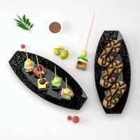 Castleite Multi-Purpose Kitchen Serving Platter: Deluxe Melamine Crockery Set Of 2 - Versatile Chip And Dip Tray For Snacks, Starters & Desserts (Orleans)