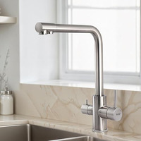 Ruhe Trim Kitchen Sink Mixer Tap With Ro Water Supply | Hot & Cold Dual Water| Countertop Tap| 304-Grade Stainless Steel Kitchen Faucet - Silver | Table Mounted Faucet For Kitchen Sink
