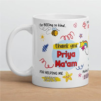 Eagletail India Thank You Teacher Personalized Mug - Custom Teacher's Name - Best Teacher Gift - 11Oz Ceramic Coffee/Tea Cup Eti1443 (Ma'Am/Sir) - 325 Ml