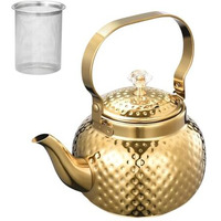 Supvox 1.2L Stainless Steel Teapot Pot Kettle, Luxury Golden Water Kettle With Infuser, Universal Water Kettlefor Coffee And Tea Enthusiasts, Tea Kettle For Gas Stove And Induction (Golden)