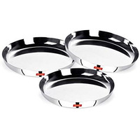 Sumeet Stainless Steel Apple Shape Heavy Gauge Dessert Plates With Mirror Finish -17.8Cm Dia Set Of 3 Pcs