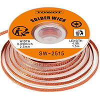 Towot Solder Wick Braid With Flux No-Clean Electronic, Desoldering Wick Braid Remover.Desolder Soldering 2.5Mm W 0.10'' L 5'