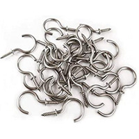 Q1 Beads 40 Pcs 1.5" Steel Cup Hook Ceiling Hooks J Hook Heavy Duty For Hanging Indoor & Outdoor (Chrome, 1.5 Inch, 40 Pcs)