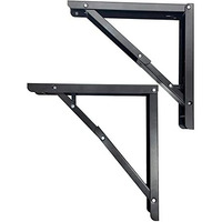 Qara Folding Table Brackets, Max Load 325 Lbs. (150 Kg) Folding Table Bracket Hinge Wall Mounted, Steel Collapsible Shelf , (12 Inch Bracket) (Black)