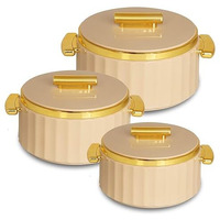 Selvel Camry Casserole Insulated Hot Pot With Stainless Steel Inner 3Pc Set 1700Ml 1200Ml 600Ml | Roti Casserole | Hot Box For Kitchen | Chapati, Roti, Biryani | Keeps Food Hot & Fresh (Ivory)