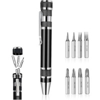Screwdriver Set,8 In 1 Precision Screw Driver Tool Set Kit,Aluminum Alloy Pen Screwdriver,Multifunctional Screwdriver Sets,Electronics Repair Opening Tools(Black)