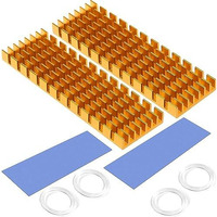 Tobo M.2 Ssd Heatsink With Thermal Conductive Adhesive Film Anti Thermal Board Heatsink Cpu Ic Chip Circuit Board For Led Amplifier Aluminum 70Mm  22Mm  6Mm Td-1037Pc (Pack Of 2, Golden)