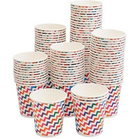 Paricott 200Ml Zigzag Printed Cup|Eco-Friendly Disposable Glasses Drinking Cups|Cocktail Cold Drink Juice Water Party Paper Cups For Hot & Cold Beverages, Pack Of 100Pcs