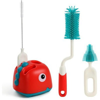Dodge 'N Wolves Non-Toxic Anti Scratchable 4 In 1 Baby Bottle Cleaning Brushes Set For Baby Milk Bottle Nipple Straw,Silicone Bristle Bottle Cleaner Brush For 360 Movable Cleaning Brush (Multicolour)