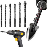 Serplex 6Pcs Drill Bit Set 6Mm-12Mm Masonry Tungsten Carbide Drill Bit Set Universal Hex Shank Drill Bit For Power Tool, Electric Drill Tool, Rotary Drill, Ideal For Tile/Brick/Cement/Concrete/Glass
