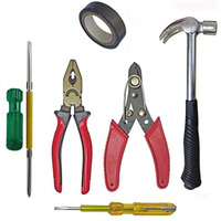 Inditrust Hand Tool Kit With Plier, Hammer, Screwdriver, Wire Cutter, Electric Tape, Electric Tester (6 Tools)