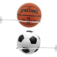 Q1 Beads 2 Pcs Stainless Steel Wall Mount Sports Ball Stand Holder For Home & Display (Chrome),Steel,Hanging Shelves