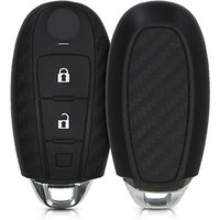 Jvcv Silicone Carbon Fiber Pattern Key Cover Compatible With Maruti Suzuki Baleno Ciaz Vitara Brezza S Cross Swift Ignis And Toyota Urban Cruiser Smart Key (Black)