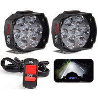 Eltron Turbo Elt87 Original 9 Led Fog Light/Lamp Waterproof, Head Lamp, Bar Light Universal For All Bike, Scooty, Motorcycle Work Lamp For Off-Roading (Pack Of 2, Switch) 12V Dc 15W, White Light
