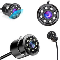 Fabtec 8 Led Car Rear View Reverse Parking Backup Camera For All Cars, 170 Wide Angle, Ip67 Resistance (Drill Type Bumper Camera) (Ahd/Ccd Vision)