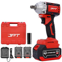 Jpt Cordless Impact Wrench 1/2 Inch, 258 Ft-Lbs (350 N.M) Torque, 4300 Rpm Brushless Electric Impact Gun With 4.0 Ah Battery, Fast Charger, And Led Light