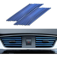 20Pcs Car Air Conditioner Decoration Strip For Vent Outlet, Fapiwen Car Accessories Interior, Universal Auto Air Vent Decoration Suitable For Straight Air Outlet Grille Models Vent Outlet (Blue)