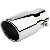 Automaze Universal Fit Car Exhaust Tail Muffler Tip Show Pipe 63Mm, Curved Oval, Stainless Steel(Model-A88)