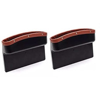 Augen Car Console Side Storage Organizer Seat Gap Filler Leather Pu Pockets Card Mobile Holder Storage Box (Brown)(Pack Of 2)