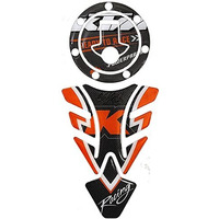 Detachi Bike Tank Pad Sticker With Fuel Cap Compatible With All Ktm Duke/Rc 125/200/390 (Carbon & Orange 04) (Epoxy Material)