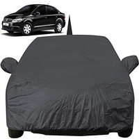 Autofact Car Body Cover For Volkswagen Vento With Mirror And Antenna Pocket (Light Weight, Triple Stitched, Heavy Buckle, Bottom Fully Elastic, Grey)