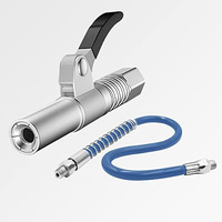 Sthira Grease Gun Coupler, Strong Lock Release Grease Coupler With 12" Spring Flex Hose, 12000 Psi Quick Release Metal Grease Gun Couplers Compatible With All Grease Guns 1/8" Npt Grease Gun Fitting