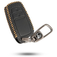 Shopoflux Leather Key Cover Compatible With Toyota Innova Crysta | Hycross | Hilux 2022 | Invicto Key Cover 2 Button Smart Key Only - Black