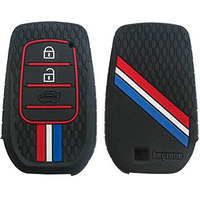 Keyzone Striped Silicone Key Cover Compatible For Toyota Innova Crysta, Innova Hycross, Land Cruiser, Fortuner, Fortuner Legender, Camry, Hilux Smart Key (Black)