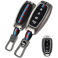 Coll Of Fest Metal Silicon Key Cover Compatible With Hyundia Verna 2019, 2020, 2021, 2022, 2023 4 Button New Smart Key Special Feature Visible In Low-Light Condition