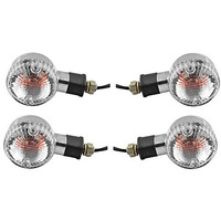 A2D Orginal Style Oem Bike Turn Inidicators Clear Glass Amber Orange Lights Set Of 4 For Bajaj Boxer At, Led