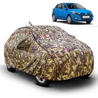 Fabtec Car Body Cover For Hyundai Elite I20 Jungle Print With Soft Cotton Lining Waterproof Car Cover Uv & Rain Protection With Mirror And Antenna Pocket Bottom Elastic (Military/Camouflage Pattern)