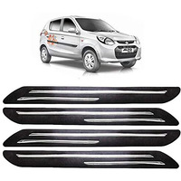 Fabtec Bumper Protector Guard For Maruti Alto 800 (Set Of 4) Black (Double Chrome Strip)