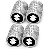 Greenworld Premium Silver Metal Car Tyre Valve Cap Air Cap Car Tyre Valve Stem Cap Air Covers With Logo (Suz-Uki)