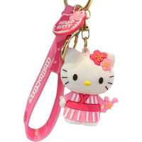 Flenzy Silicon Hello Kitty Pendant Keychain With Strip, Pack Of 1, Light Pink