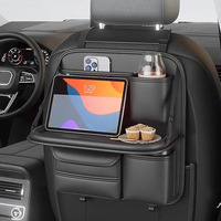 Arhat Organizers Car Back Seat Organizer With Foldable Tray | Multipurpose Dining & Storage Solution | Pu Leather Waterproof Car Seat Organizer For Mobile, Tablet, Bottle, Tissue & More (Black)