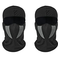 Primebox Full Cover Face Mask Cotton Fabric Bike Riding Washable Dust Protection Balaclava For Men Women Neck Gaiter Helmet Liner Pack Of 2 Rider Accessories Black Grey