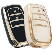 Shopoflux Tpu Key Cover Compatible With Toyota Innova Crysta | Hilux 2022 | Invicto Key Cover 2 Button Smart Key Only (Pack 2 Black & White)