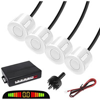Carzex Car Reverse Parking Sensor With Led Display, Buzzer And Ultrasonic Reverse Auto Parking Assist System (Set Of 4 Pcs) (White)