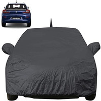 Baleno Dustproof Car Cover With Mirror & Antenna Pockets, Grey Color, Taffeta Polyster,Triple Stitched, Compatible With Maruti Baleno Car Cover (2015 To 2024), Baleno Car Accessories
