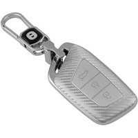 Keyzone Silverstar Tpu Key Cover & Keychain For Mg Hector, Windsor Ev Smart Key (Silver)