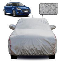 Slamio Waterproof Car Body Cover For Maruti Swift 2018-2023 Models, With Mirror & Antenna Pocket, All Weather Protection, Uv Resistant & Dust Proof, Triple Stitch, Custom Fit (Metallic Silver)