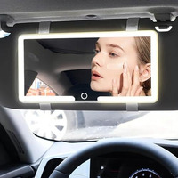 Woqswel Car Sun Visor Vanity Mirror, 3 Light Mode Big Led Mirror With 80 Leds, Rechargeable With Touch Control