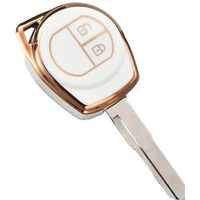 Jvcv Gold Border Tpu Key Cover Compatible With Swift Ertiga Wagonr Celerio Swift Dzire Alto Eeco Breza S Presso Ignis 2 Button Remote Key (White)