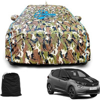 Garrege Tata Altroz Back Antenna Car Body Cover Waterproof With Mirror Pockets And Soft Cotton Lining (Full Bottom Elastic Triple Stitched) (Jungle Print With Blue Piping) Style
